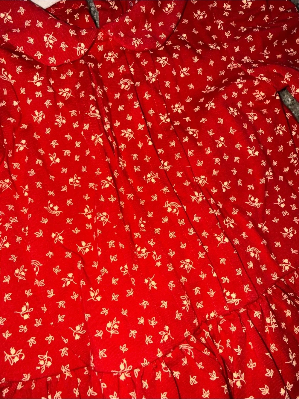Ralph Lauren Girls Red Floral Long-Sleeve Dress Top with matching bloomer